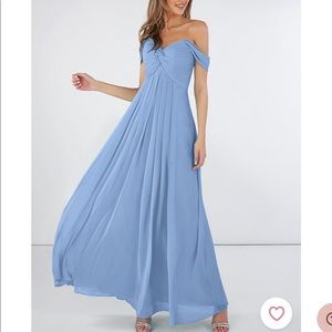 Azazie Kaitlynn bridesmaids dress in steel blue